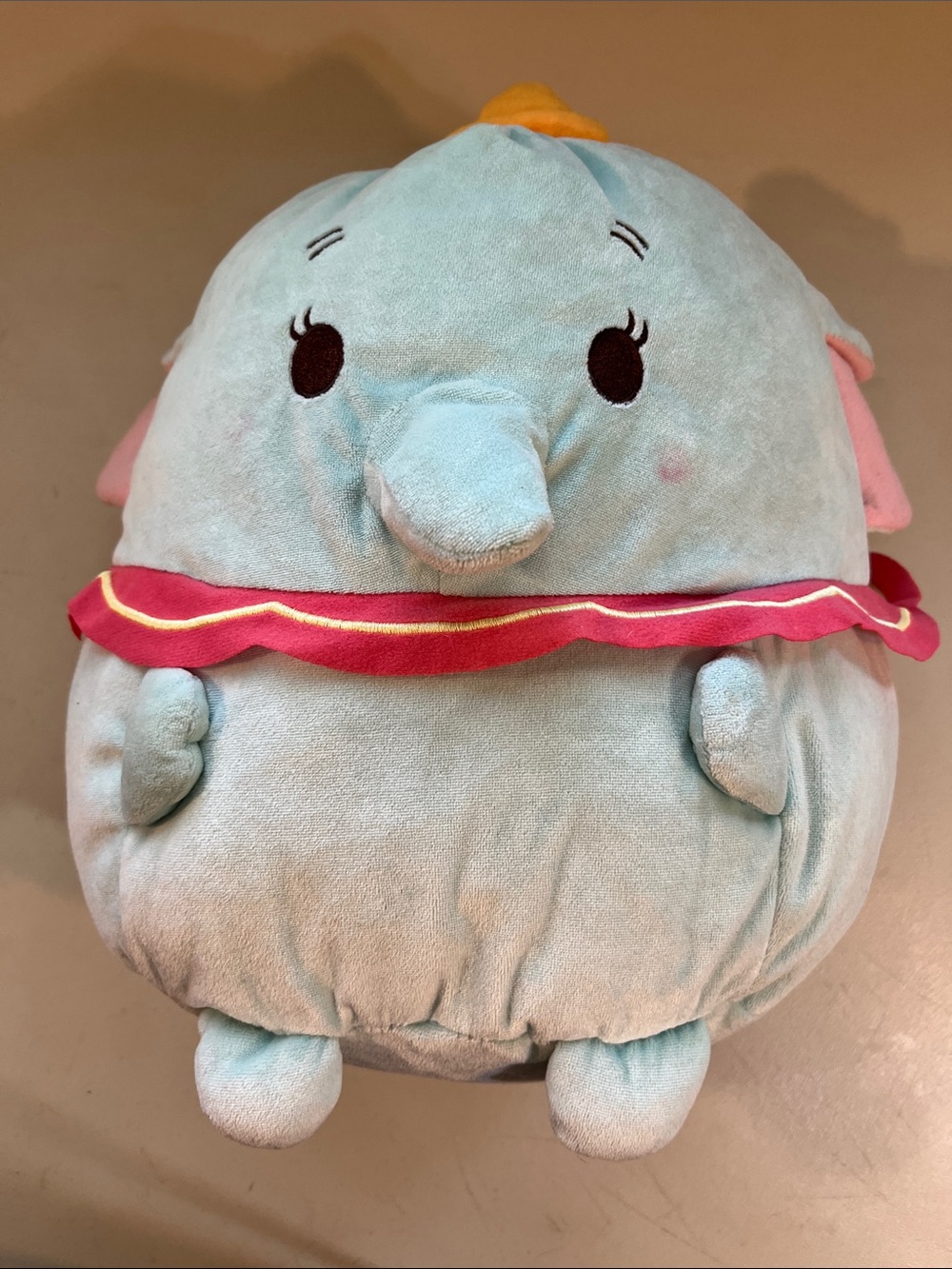 Disney Light Blue Dumbo Plush with Pink and Yellow Accents